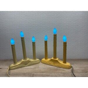 Vtg Unbranded Plastic 3 Light Electric Window Christmas Candelabra Lot Of 2